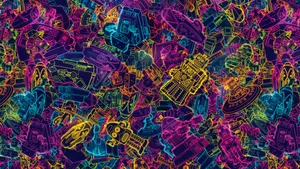 Neon Colors Cartoons Wallpaper