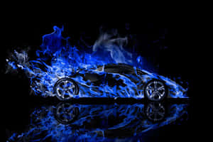 Neon Flame Lamborghini Reflection Wallpaper