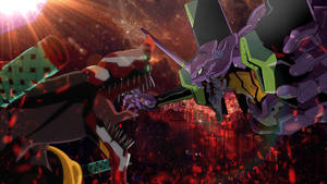 Neon Genesis Evangelion Unit-01 Vs Unit-02 Wallpaper