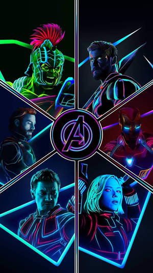 Neon Geometrical Avengers Iphone Design Wallpaper