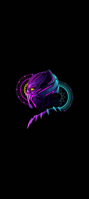 Neon Gradient Black Panther Android Wallpaper