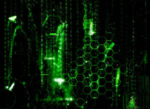 Neon Green Honeycomb Matrix Wallpaper