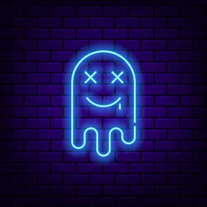 Neon Halloween Ghost Sign Wallpaper