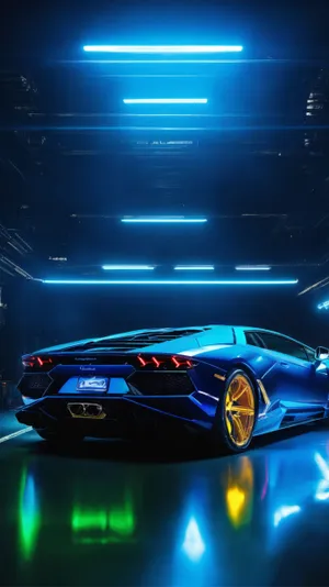 Neon Infused Lamborghini Night Wallpaper