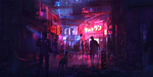 Neon Light Alley Wallpaper