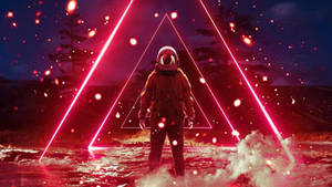 Neon Light Astronaut Digital Art Wallpaper