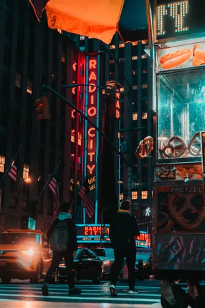 Neon Lights Bread Shop Wallpaper