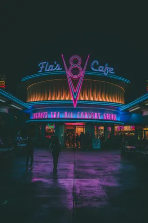 Neon Lights Flo's 8 Café Wallpaper