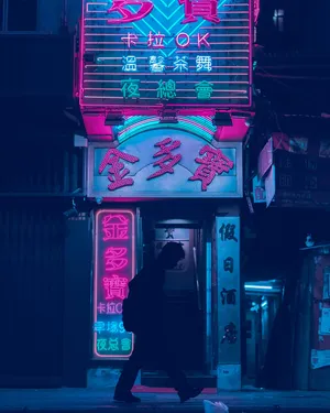 Neon Lights Pink And Blue Aesthetic Wallpaper