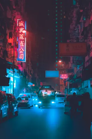 Download Neon City Lights Cyberpunk iPhone X Wallpaper