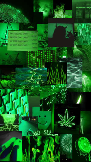 Neon Lime Green Aesthetic Collage Wallpaper