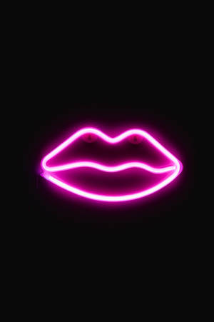 Neon Lips Black Phone Wallpaper