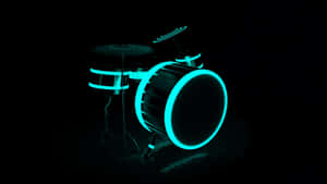 Neon Lit Drum Setin Darkness Wallpaper