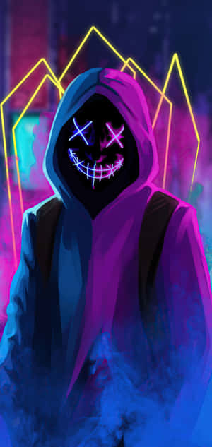 Neon Masked Boy Phone Wallpaper