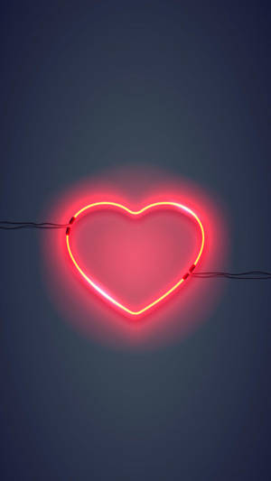 Neon Orange Aesthetic Heart Wallpaper