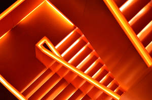 Neon Orange Staircase Tumblr Desktop Wallpaper