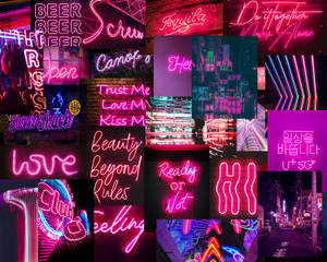 Neon Pink Collage For Desktop Wallpaper