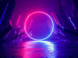 Neon Purple 4k Circle Wallpaper