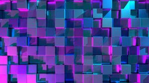 Neon Purple Aesthetic 3d Cubes Wallpaper