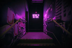 Neon Purple Aesthetic Nothing Sign Wallpaper