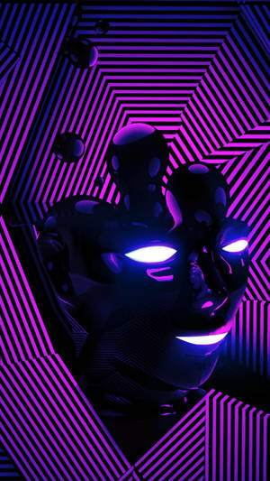 Neon Purple Iphone 3d Face Wallpaper