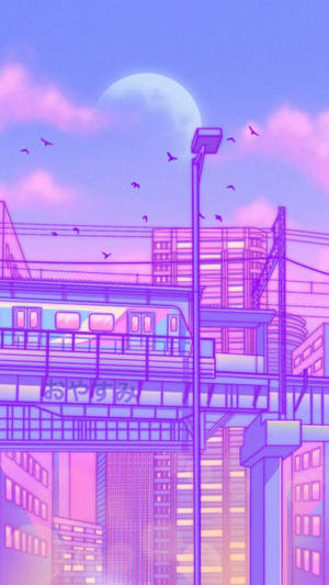 Neon Purple Iphone Anime Train Wallpaper