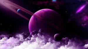 Neon Purple Saturn 4k Wallpaper
