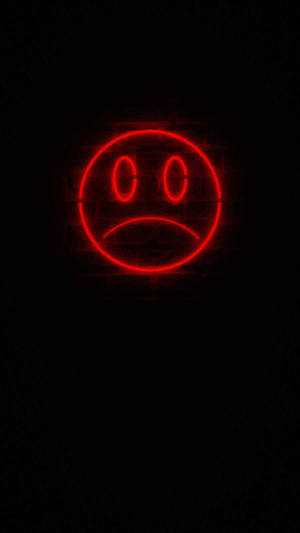 Neon Red Mood Off Sad Emoji Wallpaper