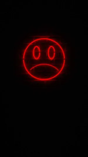 Neon Red Mood Off Sad Emoji Wallpaper