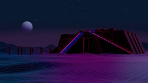 Neon Retrowave Ziggurat Wallpaper