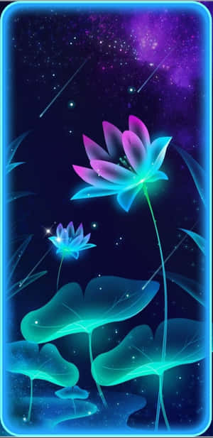 Neon Teal Flower Wallpaper