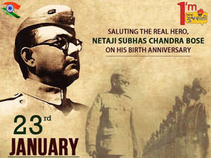 Netaji Bose Portrait In His Birthday Celebration Wallpaper