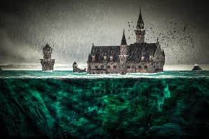 Neuschwanstein Castle Germany Flood Digital Art Wallpaper