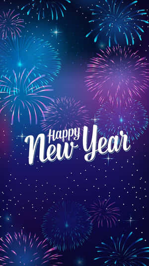 New Year Iphone Greeting Fireworks In Blue Wallpaper