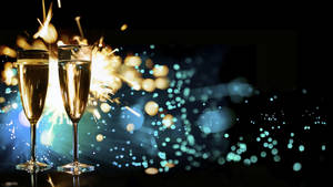 New Year's Champagne And Fireworks Wallpaper