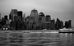 New York Black And White With Ship Wallpaper