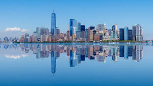 New York City Desktop Reflection On Hudson Water Wallpaper