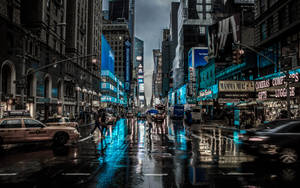 New York City Desktop Wet Roads Wallpaper