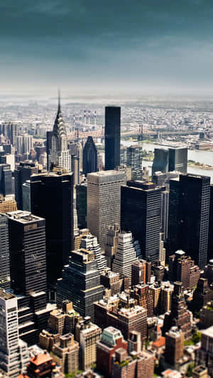 New York City Iphone Display High Angle Shot Wallpaper