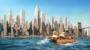 New York Hd Minions Riding Boat Wallpaper