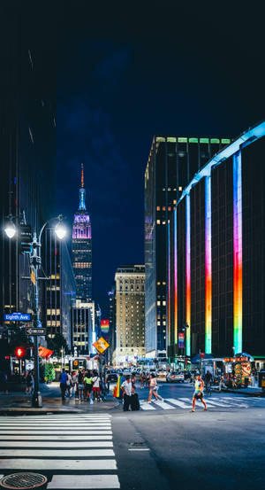 New York Hd Rainbow Building Wallpaper