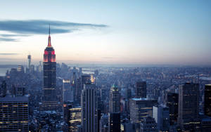 New York Hd Skyscrapers Under Twilight Wallpaper