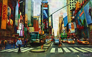 New York Hd Times Square Painting Wallpaper