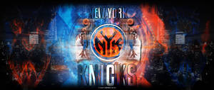 New York Knicks Dunking Carmelo Logo Wallpaper