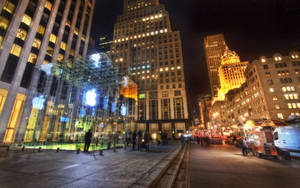 New York, Night, Apple, Buildings, Offices, Hdr Wallpaper