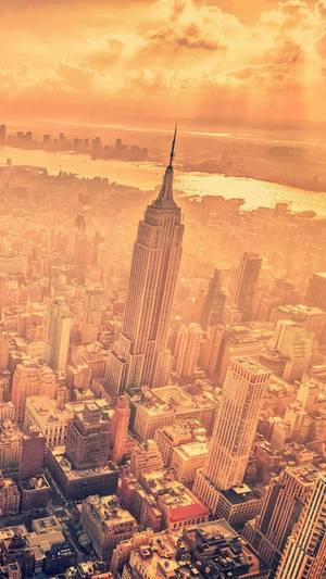 New York Skyline Iphone Empire State Gold Theme Wallpaper