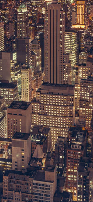 New York Skyline Iphone Warm Tone Top View Wallpaper
