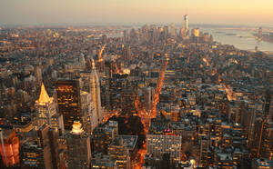 New York Sunset From Empire State Building Wallpaper