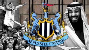 Newcastle United Fc Logo With Fans Wallpaper