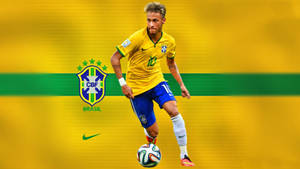 Neymar 4k With Cbf Logo Wallpaper
